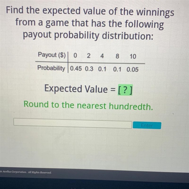 Pls help it’s overdue and I need it finished by tmr Find the expected value of the-example-1