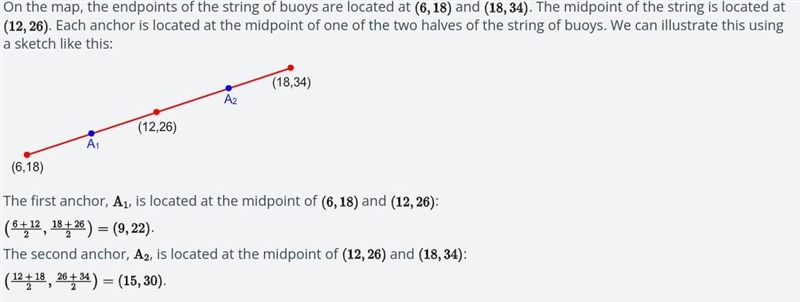 The buoy at the midpoint of the string divides the string in half. To keep the string-example-1