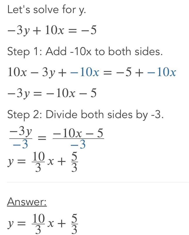 Solve the system of equations. 57 - 10x = 45 - - 3y + 10x = -5-example-2