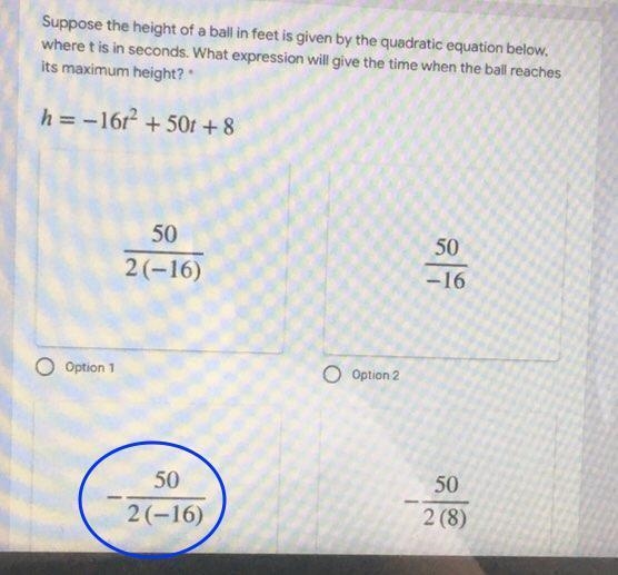 Suppose the height of a ball in feet is given by the quadratic equation below, where-example-1