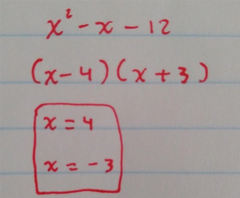 Simplify x^(2) - x - 12-example-1