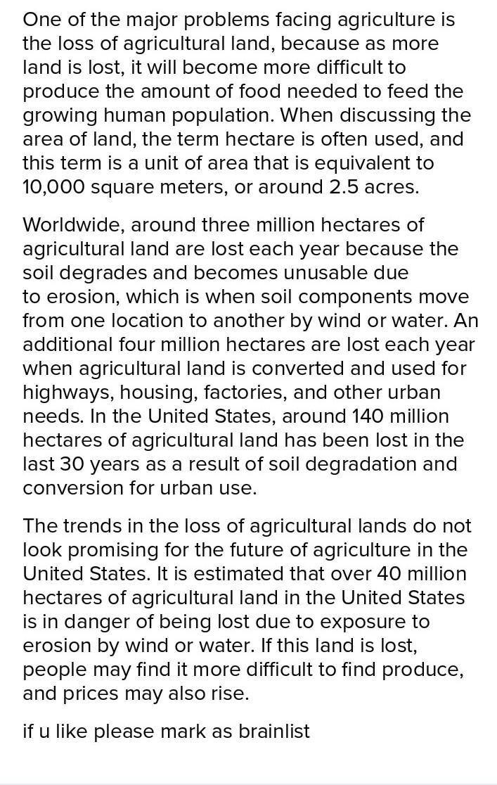 What will happend if agricultural land decrease​-example-1