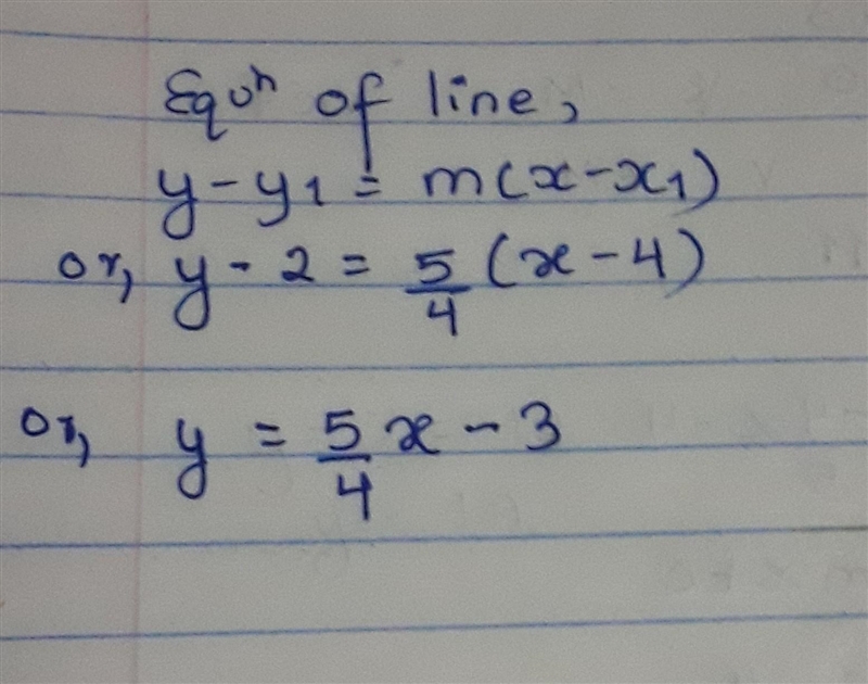 What is an equation of the line that is perpendicular to y=-4/5x-4 and passes through-example-2