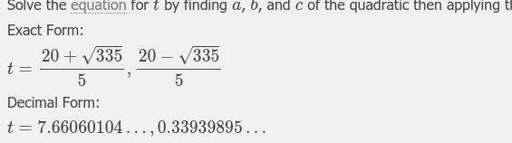 38=-5t²+40t+25 how would I solve for "t"?​-example-1