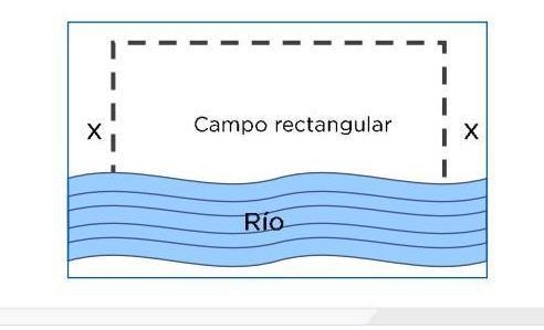 . Un granjero cercará un campo rectangular, como se muestra en la figura, pero no-example-1