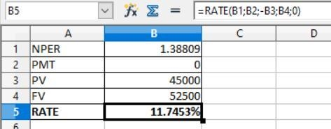 Se prestan 45 000 € y al cabo de un año, 4 meses y 20 días se reciben 52 500 €. Calcular-example-1