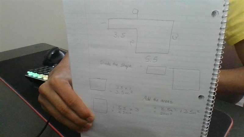 4) Calculate the area of the following shape: (Show working) *​-example-1