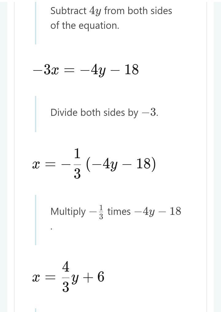 What is the solution of the system of liner equations -3x+4y=-18 2x-y=7-example-2