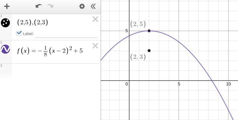 find equation of parabola for these four problems and show work. 1. vertex (3,-2) passes-example-2