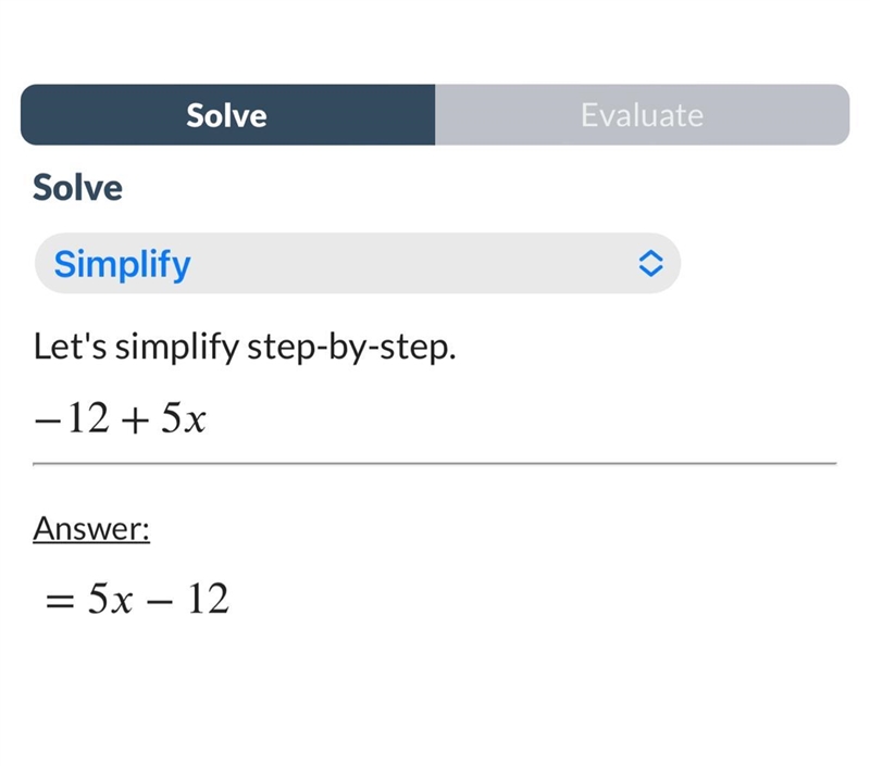 Does anyone know how to solve this -12=5x-example-1