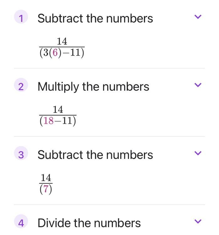 14 ÷ [3(8 - 2) -11] ?-example-1