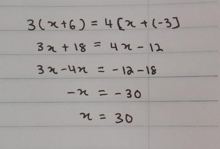 The sum of three times a number and 6 is 4 times the difference of a number and &quot-example-1