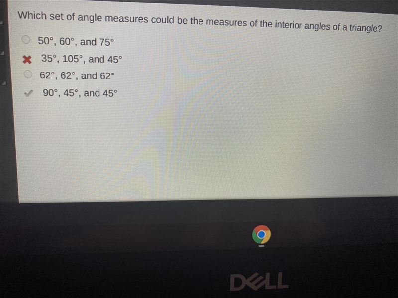 Which set of measurements could be the interior angle measures of a triangle?-example-1