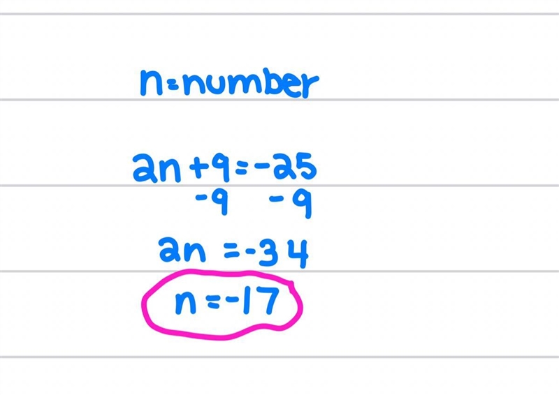 The sum of twice a number and 9 is-25-example-1