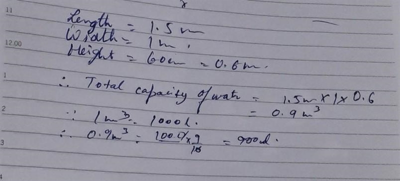 Calculate the number of litres of water in the tank​-example-1