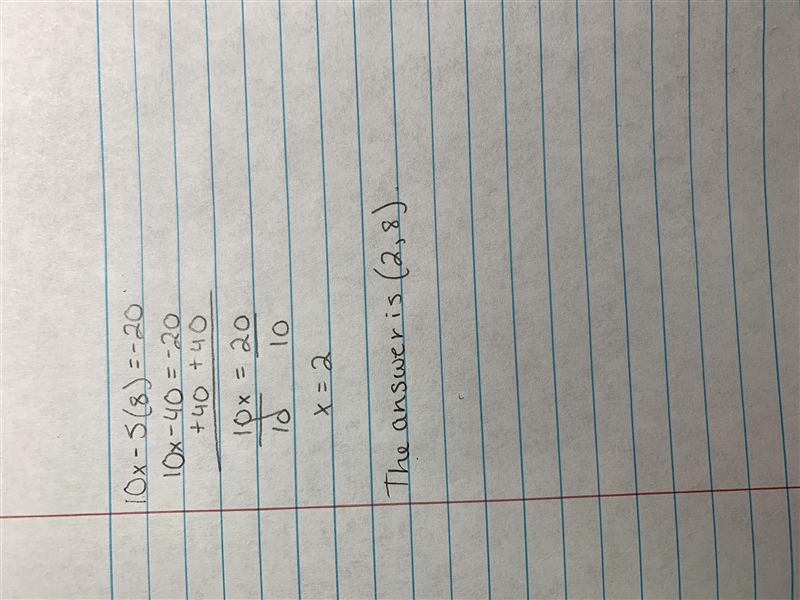 Please help me solve 8x+2y=32 and 10x-5y=-20 its solve by subsitution please include-example-2