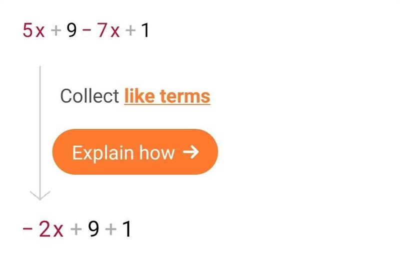 Linear equations (5x+9)-(7x-1)=-example-2