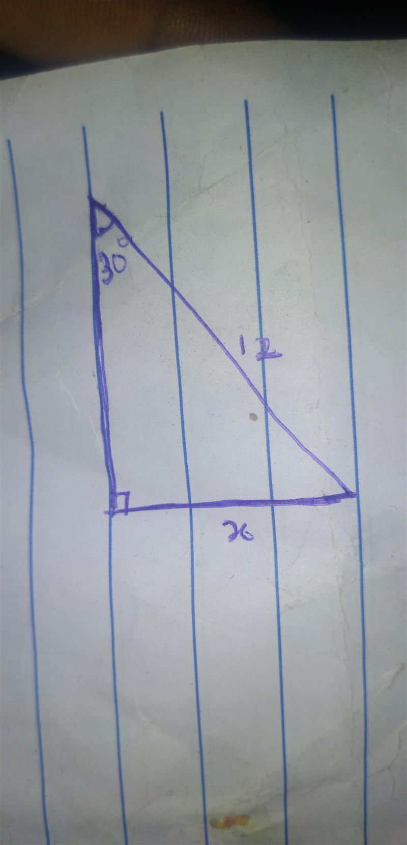 Find the value of $x$ for the right triangle. A right triangle with base labeled x-example-1