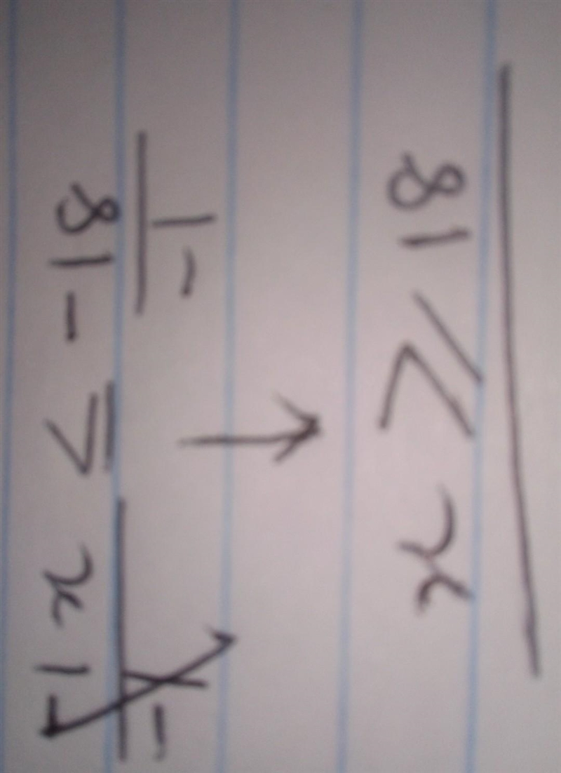 Solve for x. −1/3x≤−6 Enter the solution to the inequality in the box.-example-4