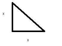 An isosceles right angled triangle is shown. The area of the triangle is 200cm squared-example-1