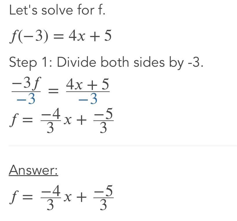 2) The function f(x) is defined below. The value of f(-3) is: f (x) = 4x + 5-example-1