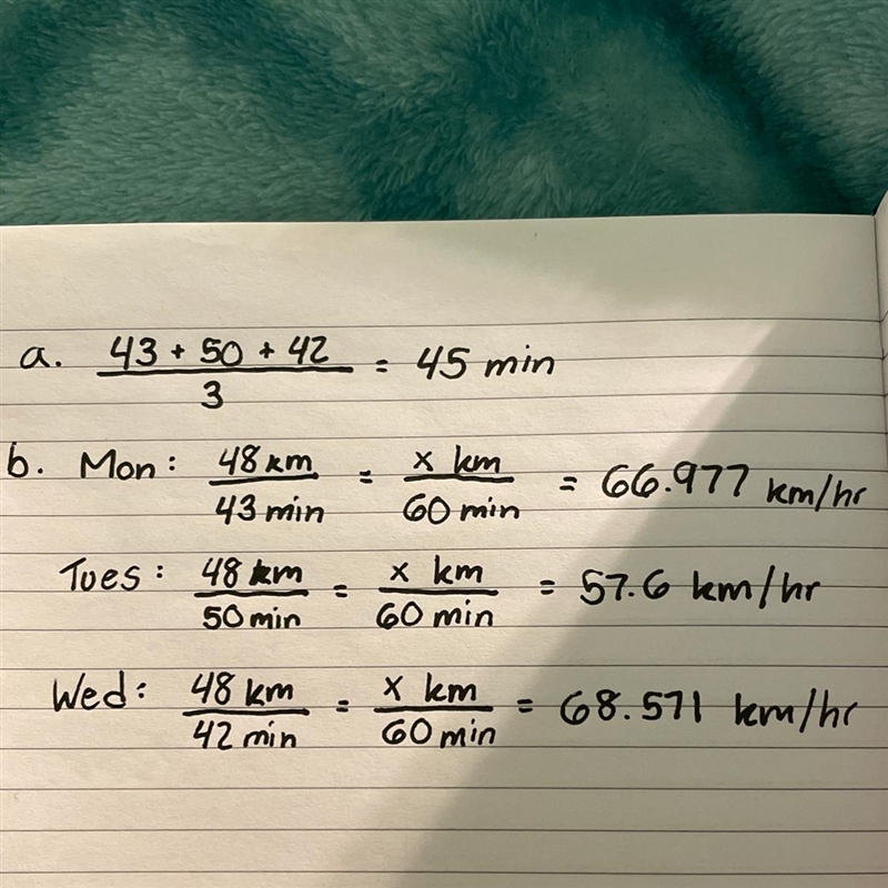 Mohamed drives his car to work 3 days a week. The length of the trip is 48km. The-example-1