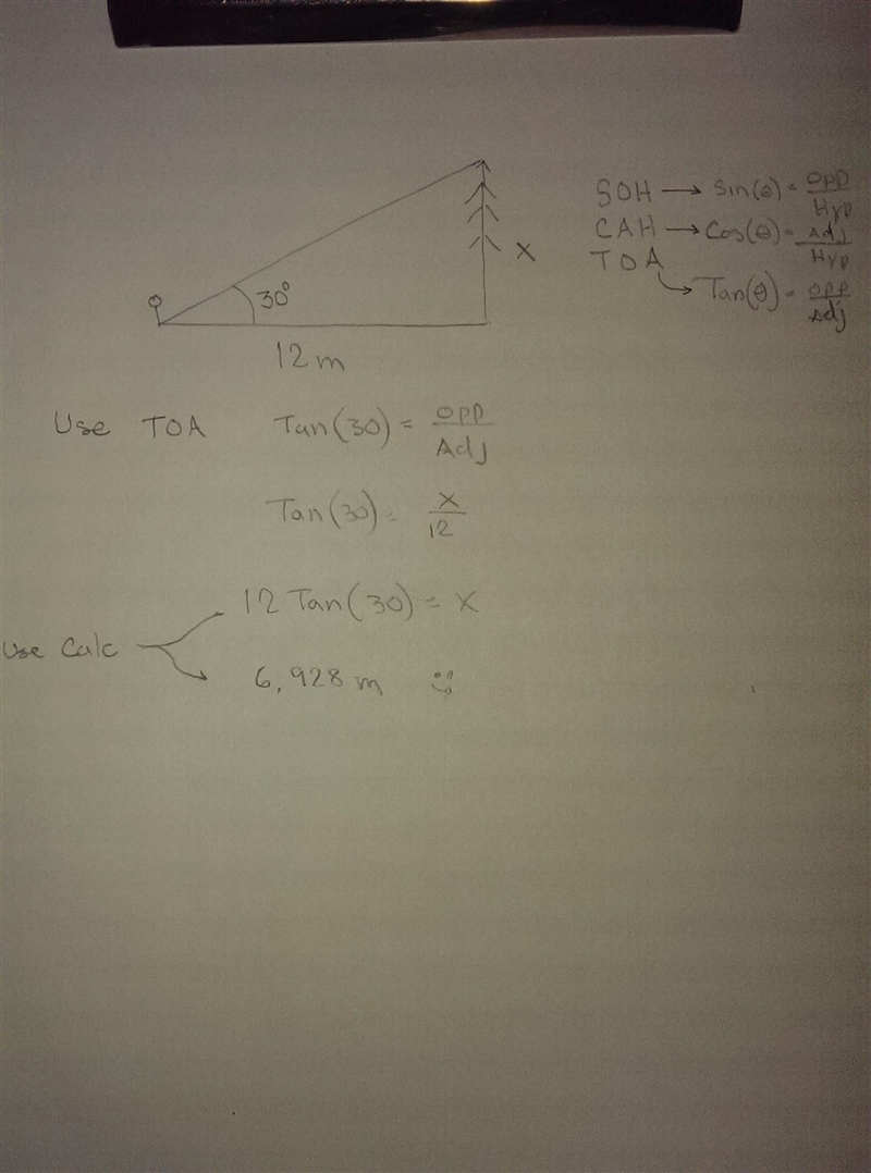 An observer 12 m away from the foot of tree observes that the angle of elevation is-example-1