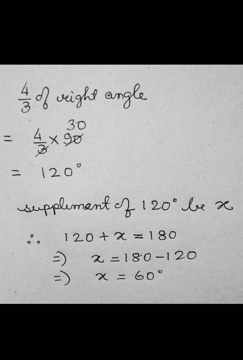 Find the supplement of 3/4 of a right angle ​-example-1