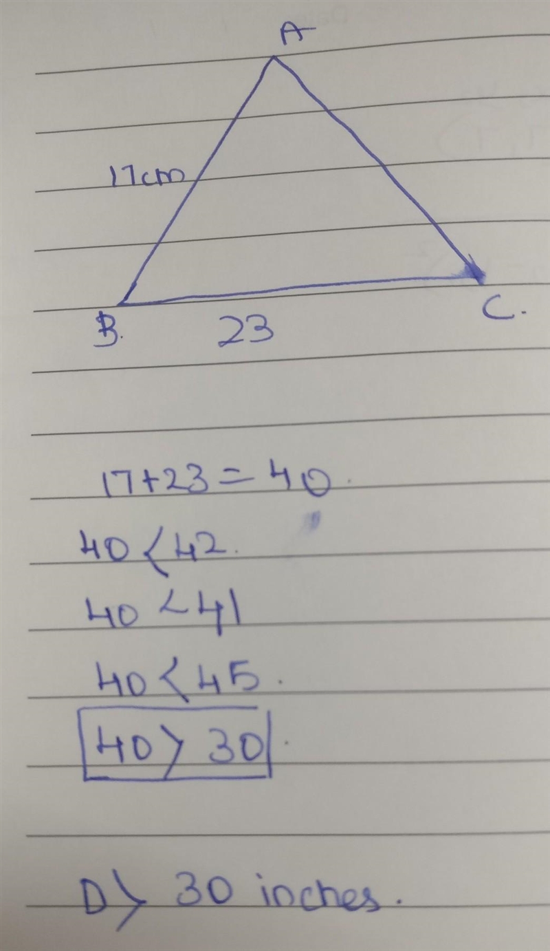 Pls help In triangle ABC, the length of side AB is 17 inches and the length of side-example-1