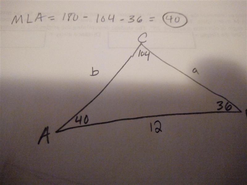 Determine the approximate value of angle A.-example-1