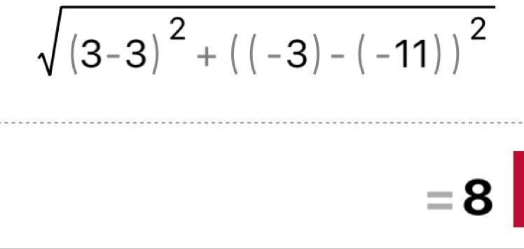 Find the distance between (3, -11) and (3, -3). *-example-1