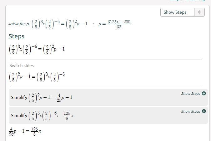 (2/5)^3 x (2/5)^-6 = (2/5)^2P-1-example-1