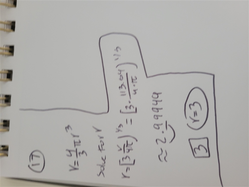 The volume of a sphere can be calculated by V = 4/3 * pi If the volume is 113.04 cm-example-1