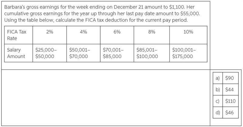 Barbara's gross earnings for the week ending on December 21 amount to \$1,100 . Her-example-1