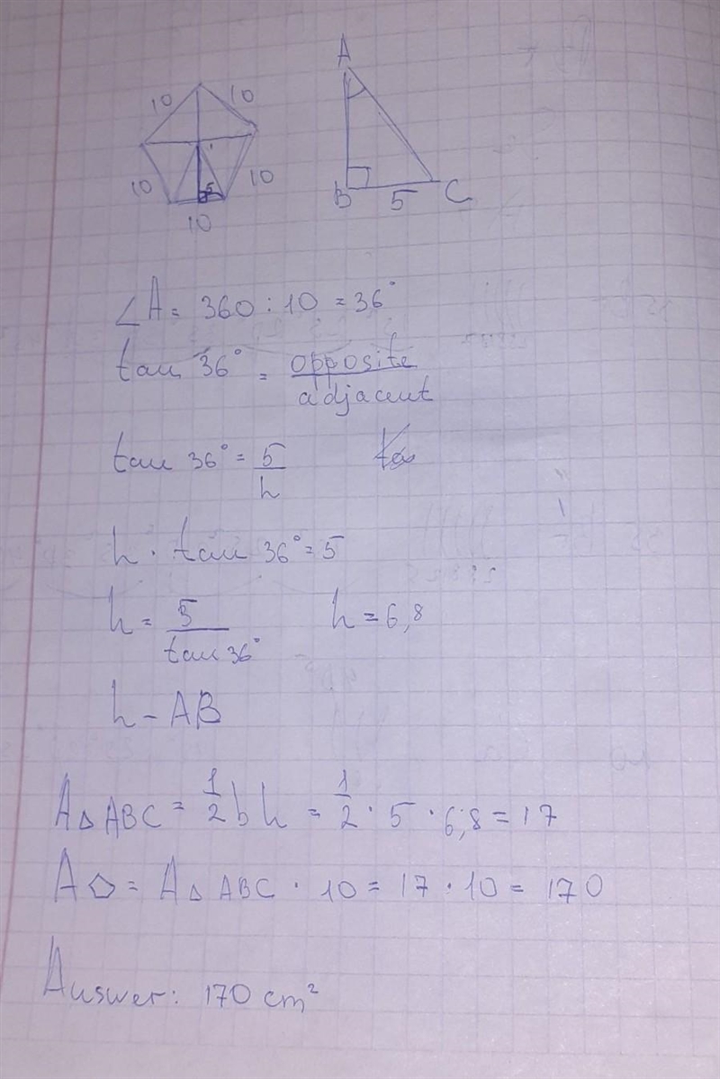 Find the area of a regular pentagon with a side length of 10 cm. Round to the nearest-example-1