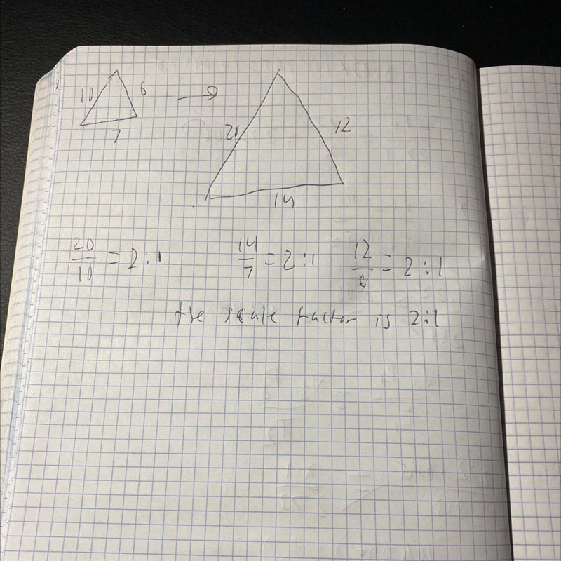 What is the scale factor from triangle ABC to triangle DEF? SHOW YOUR WORK-example-1