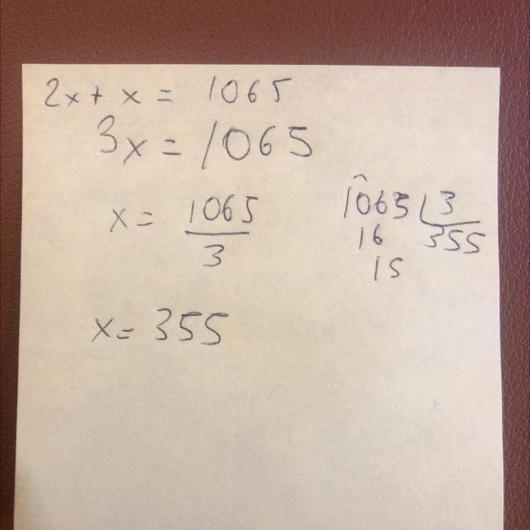 A washer and dryer cost $1065. The cost of the washer is two times the cost of the-example-1