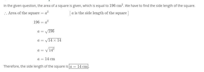 Im using all my points for this pls help A. The area of a square is 196 cm.?. What-example-1