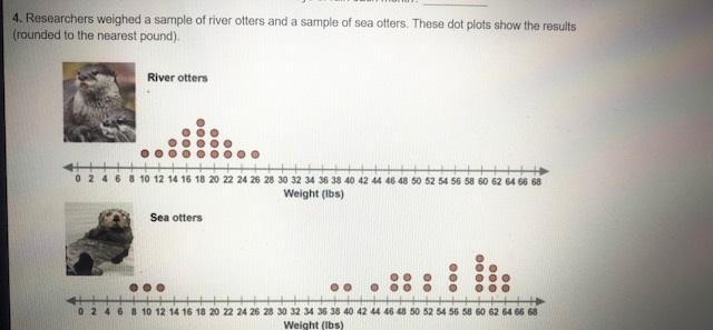 Researchers weighed a sample of river otters and a sample of sea otters. These dot-example-1