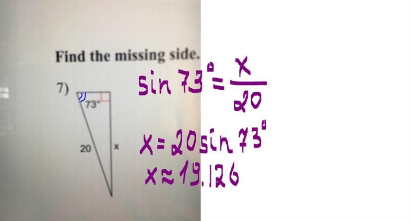 Find the missing side. Need help, please - and also need explanation.-example-1