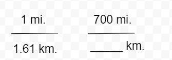 A traveler from Europe wants to convert the distance 700 miles to kilometers. If 1 mile-example-1