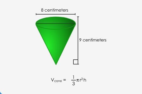 How many cubic centimers of water can this paper cone cup hold?-example-1