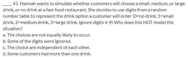 Hannah wants to simulate whether customers will choose a small, medium, or large drink-example-1