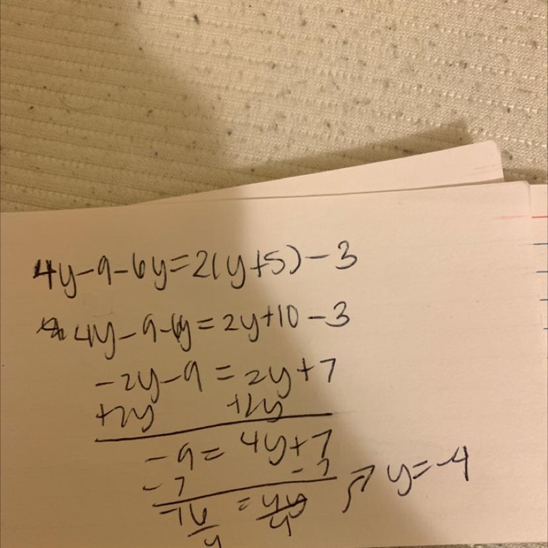 4y - 9 - 6y = 2 (y + 5) -3 Help-example-1