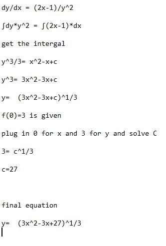 Let y=f(x) be the particular solution to the differential equation dy/dx=(2x−1)/y-example-1