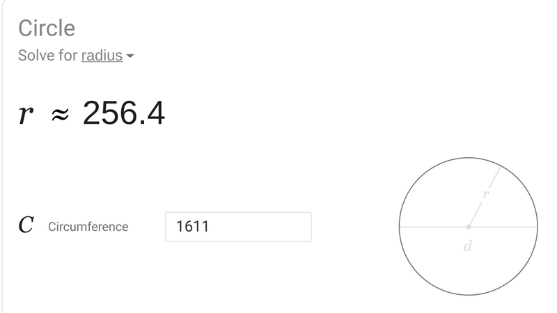 What is the radius of a circle whose circumference is 1611?-example-1