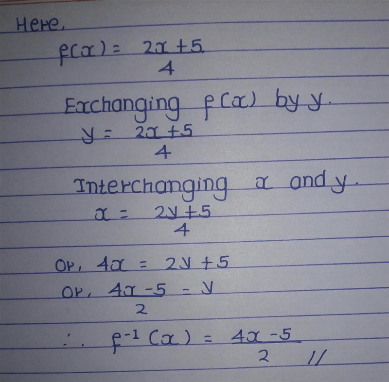 Find the inverse function. 2x + 5 4 [ ? ]x + []-example-1