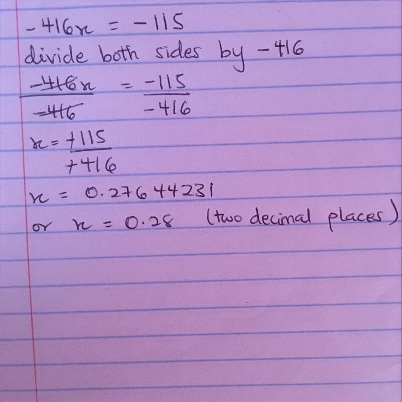 What is the value of x in the equation: −416x=−115-example-1