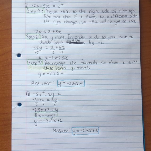 -2y-5x=2 -5x=2y-4 ( I need help solving both equations in y=mx+b form)-example-1