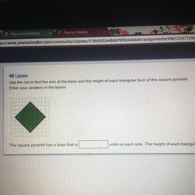 Use the net to find the size of the base and the height of each triangular face of-example-1